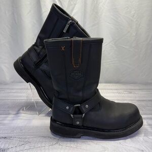 HARLEY-DAVIDSON Mens Size 9 Steel Toe Boots Black Leather D95328 Motorcycle Work
